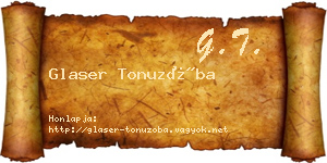 Glaser Tonuzóba névjegykártya